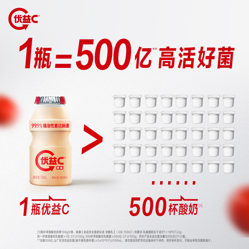 蒙牛优益C活菌型0脂肪乳酸菌益生菌饮料原味100ml*10瓶 拍4-10件 折后9.6元一件 - 线报酷