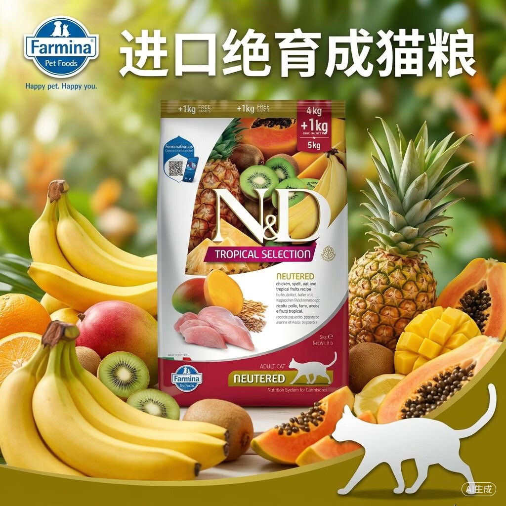 法米娜热带水果绝育成猫粮5kg 269元 - 线报酷