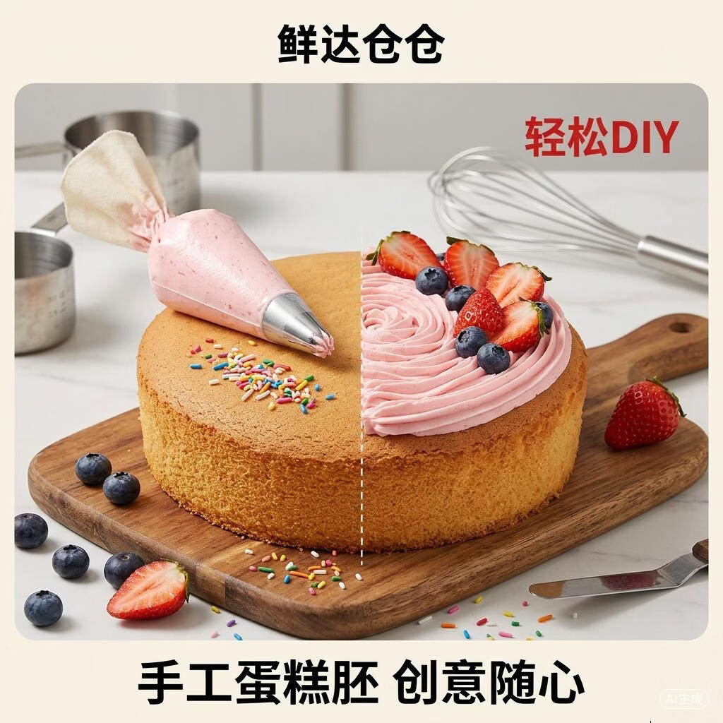 鲜达仓仓戚风蛋糕原味200g+蓝莓味240g 16.9元 - 线报酷