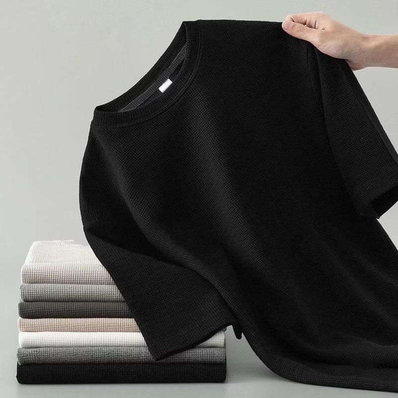 锐图森华夫格圆领百搭短袖任选2件 39.9元 - 线报酷