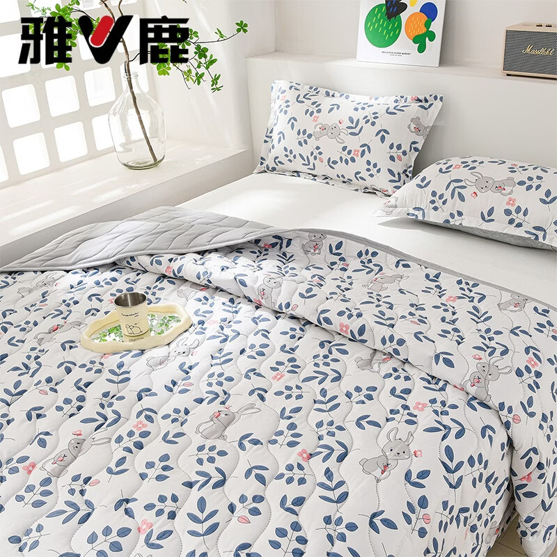 雅鹿空调被夏凉可机洗夏季薄被子150*200cm 49.9元 - 折送网