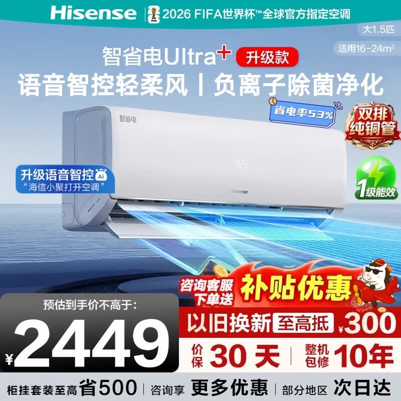 海信大薄荷智省电ultra1.5匹 1881元 - 线报酷