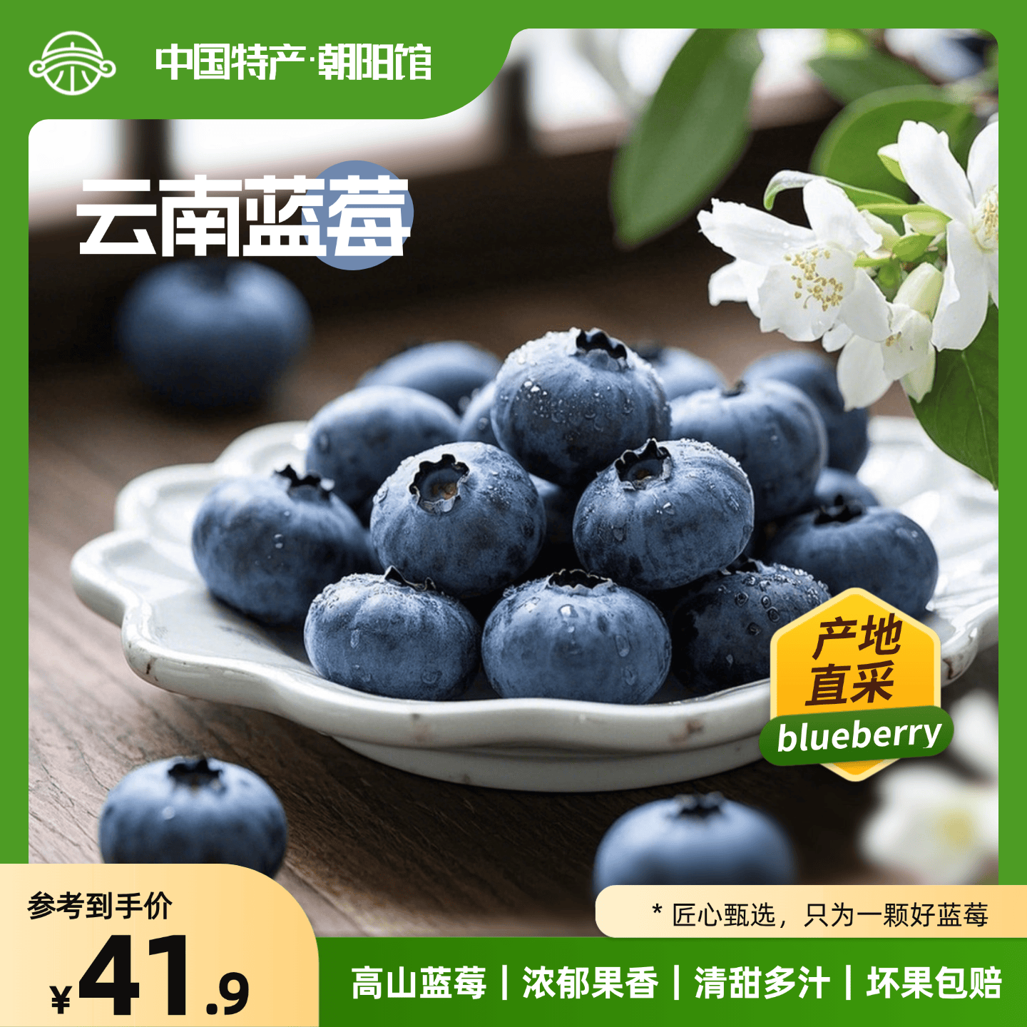 云南高山蓝莓100g*8盒 27.9元 - 折送网