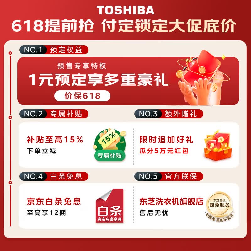 东芝 X系列 12KG 热泵洗烘一体 DGH-127X17BW 8601.84元 - 线报酷