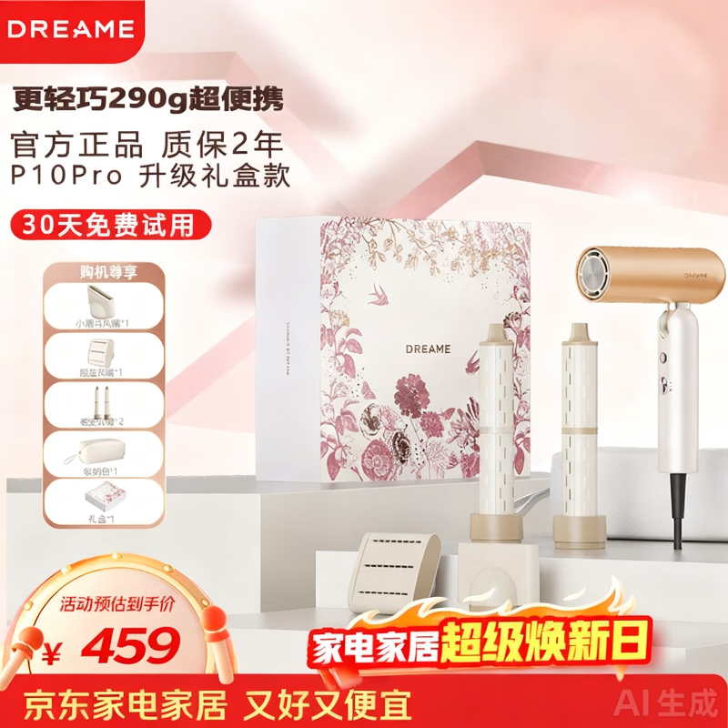 追觅折叠负离子护发吹风机P10Pro玫瑰礼盒装 399元 - 线报酷