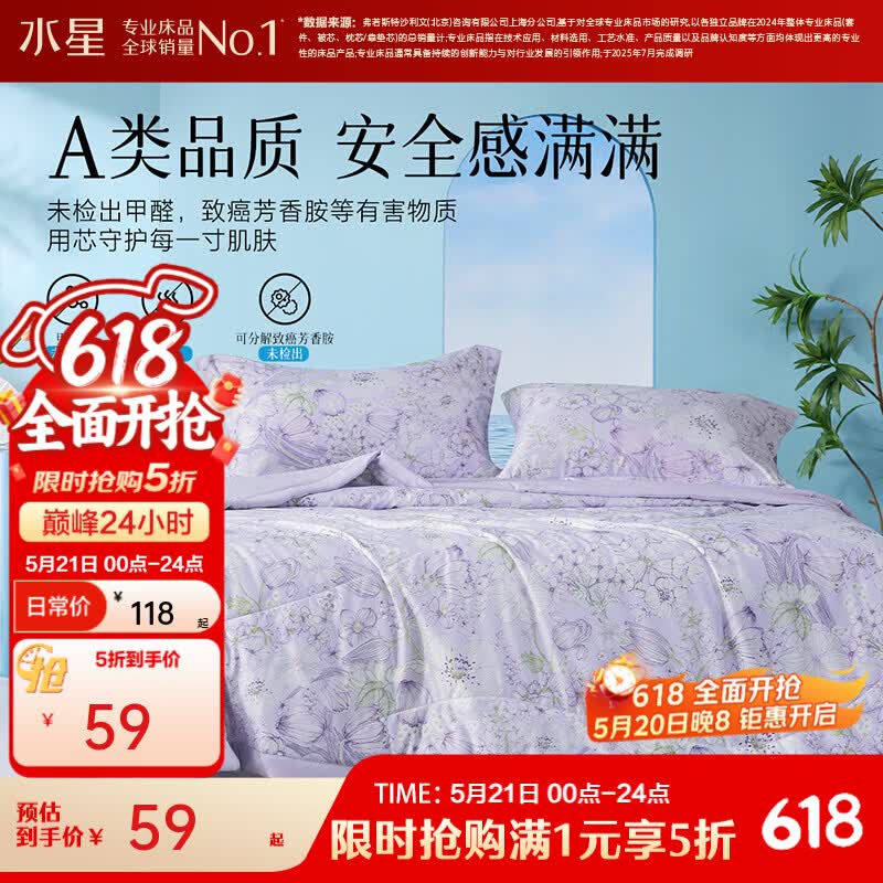 水星家纺 A类大豆云感夏被 可机洗150cm*220cm 58元 - 美泡泡