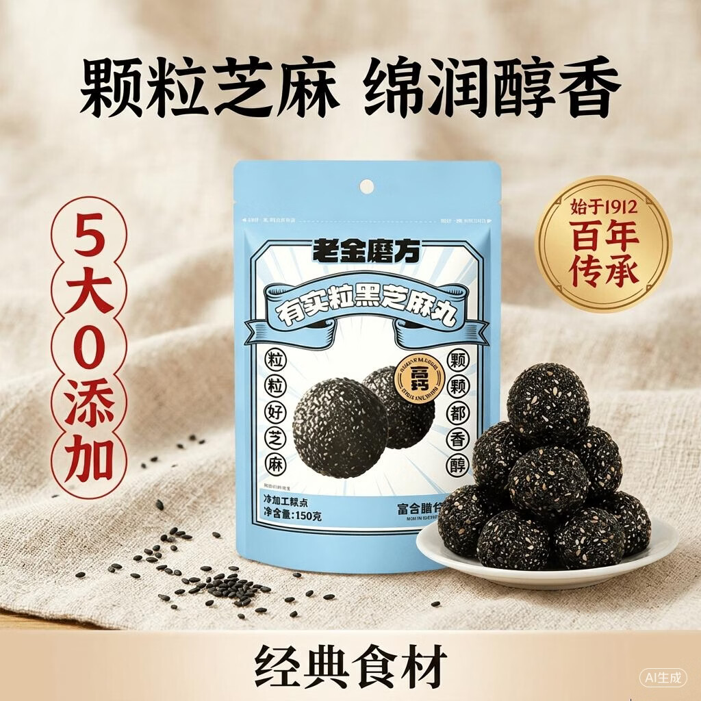 老金磨方荭枣核桃黑芝麻丸150g*1袋，老金磨方有实力颗粒黑芝麻丸150g*1袋 - 86线报