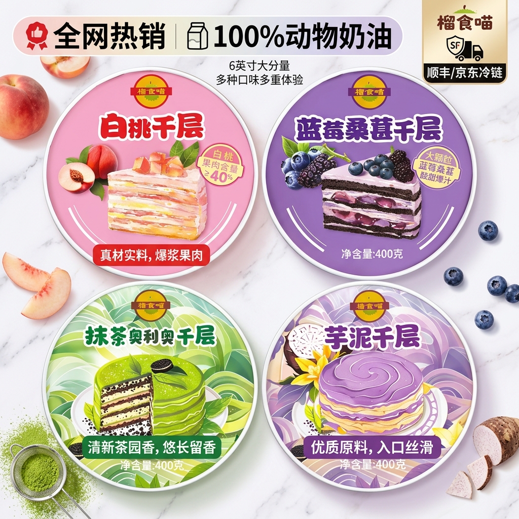 榴食喵奶油小蛋糕400g*4盒 59.9元 - 86线报