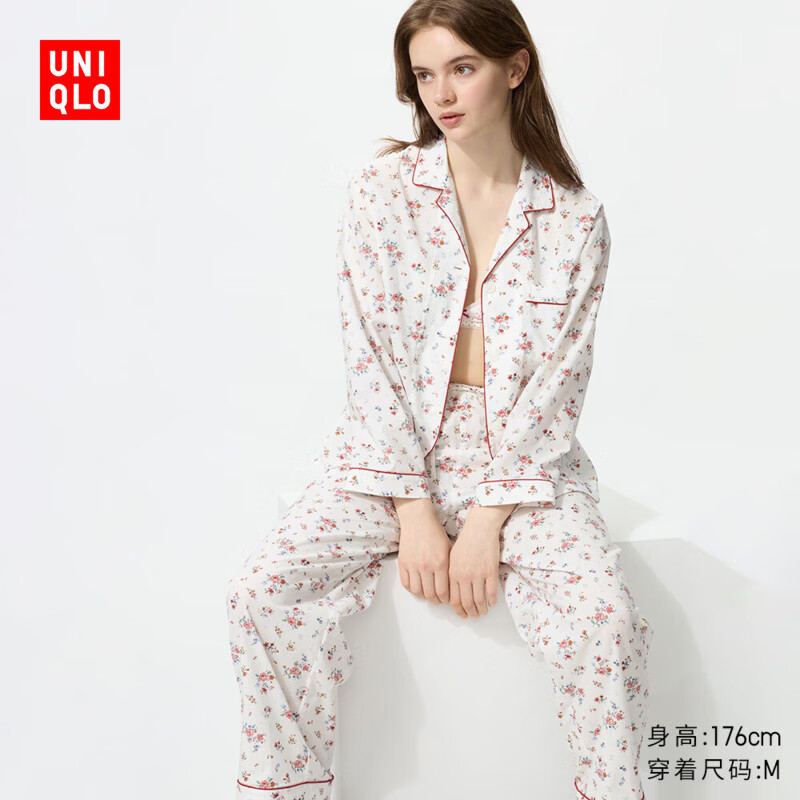 优衣库睡衣套装乳白色M棉质长袖长裤起居服 145.52元 - 86线报