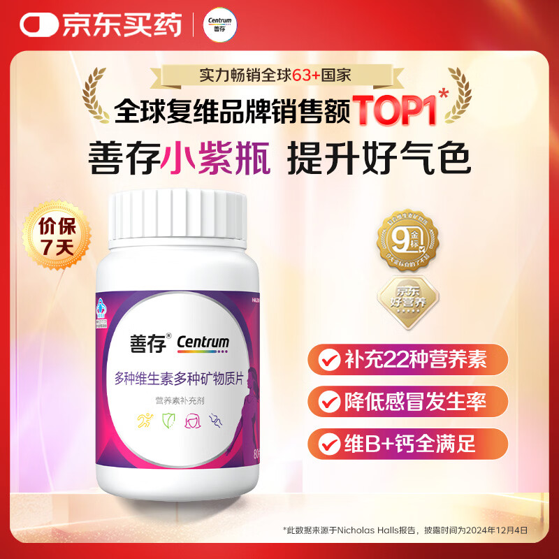善存女士复合维生素B族多种VCED烟酰胺铁钙镁锌硒B12多维元素片80粒 65.00元 - 86线报
