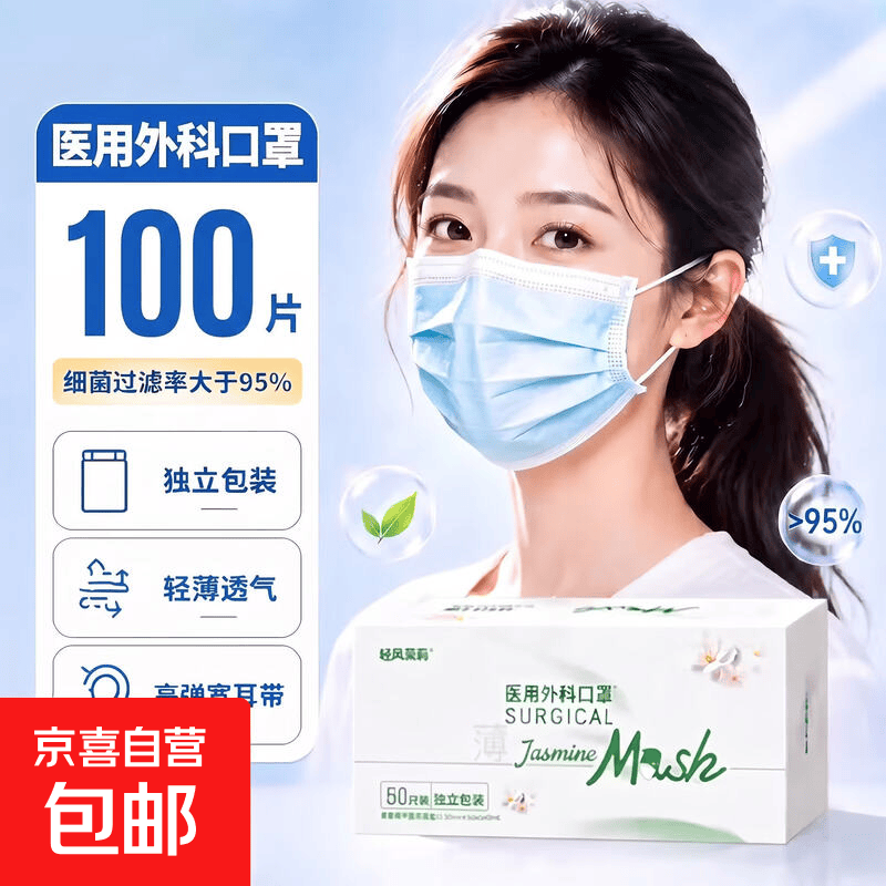 京喜医用口罩100只/2盒独立包装 8.69元 - 折送网