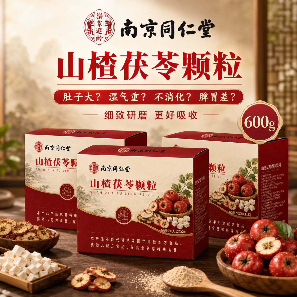 南京同仁堂山楂茯苓颗粒200g*3盒 49.9元 - 86线报