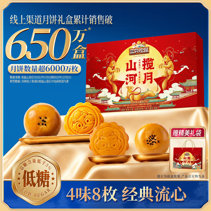 三只松鼠4味8枚月饼礼盒380g买2件 39.8元 - 86线报