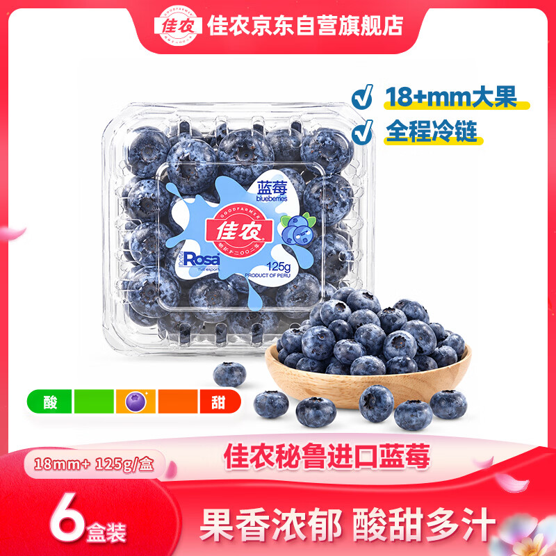 佳农秘鲁蓝莓125g*6盒 69元 - 86线报