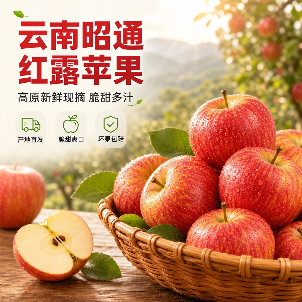 昭通红露苹果带箱5斤 19.9元 - 86线报