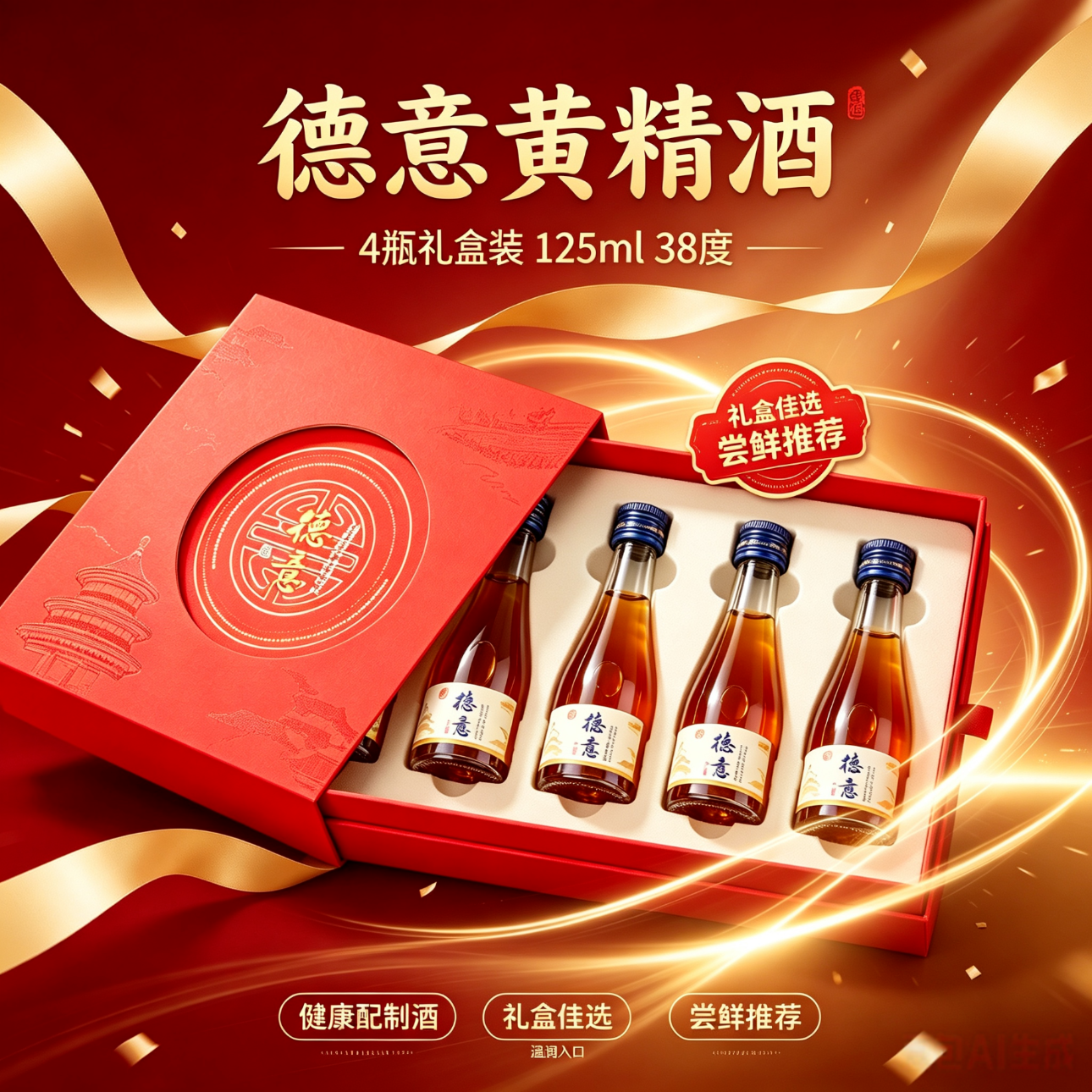 55.30💰德意 零糖黄精酒 125ml*4瓶 *小瓶 125ml 小酌刚刚好 - 86线报
