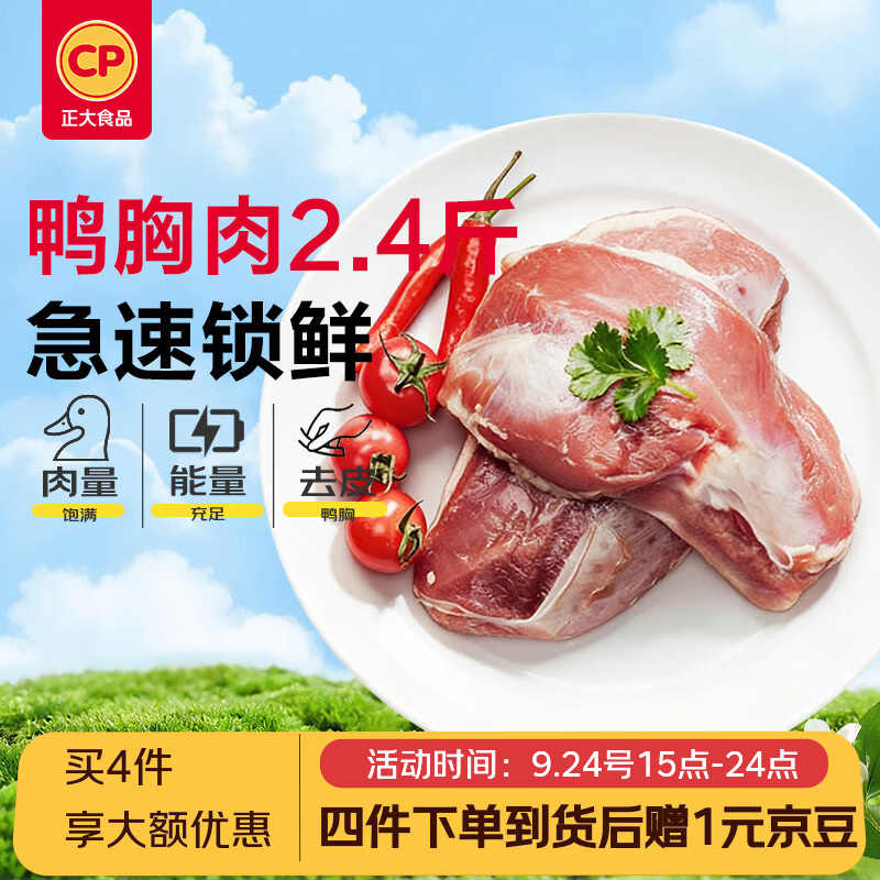 正大食品樱桃谷鸭胸肉2.4斤拍4件 67.9元 - 线报酷