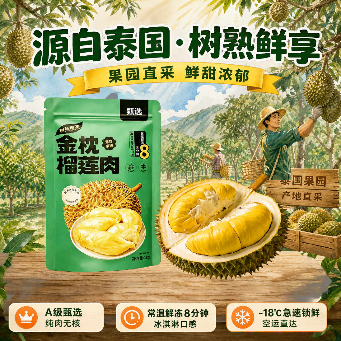 液氮金枕榴莲肉1kg/袋 59.89元 - 86线报 液氮金枕榴莲肉1kg/袋 59.89元 - 86线报