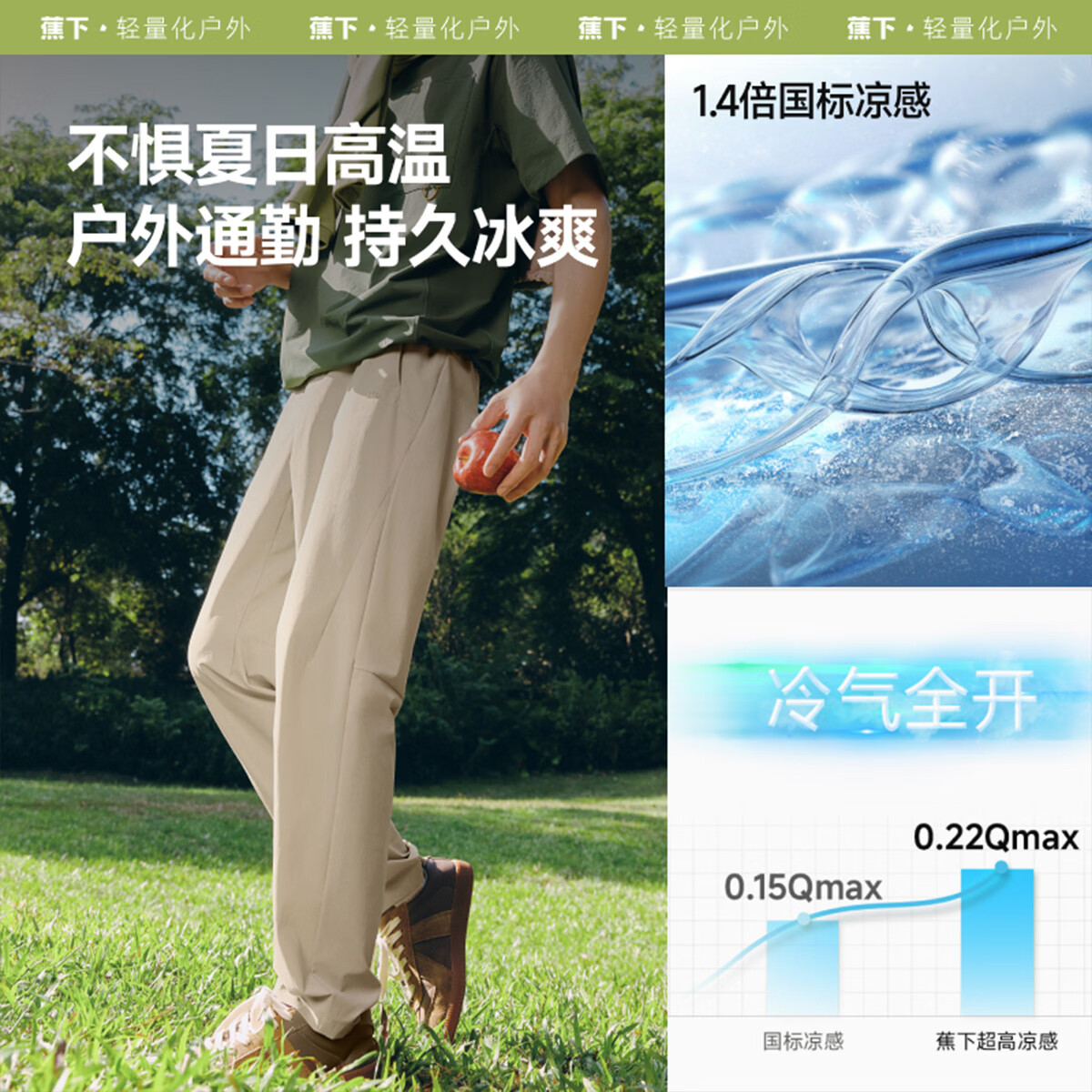 蕉下男士短袖T恤宽松休闲透气干爽 34元，蕉下速干直筒裤男 94.5元 - 折送网