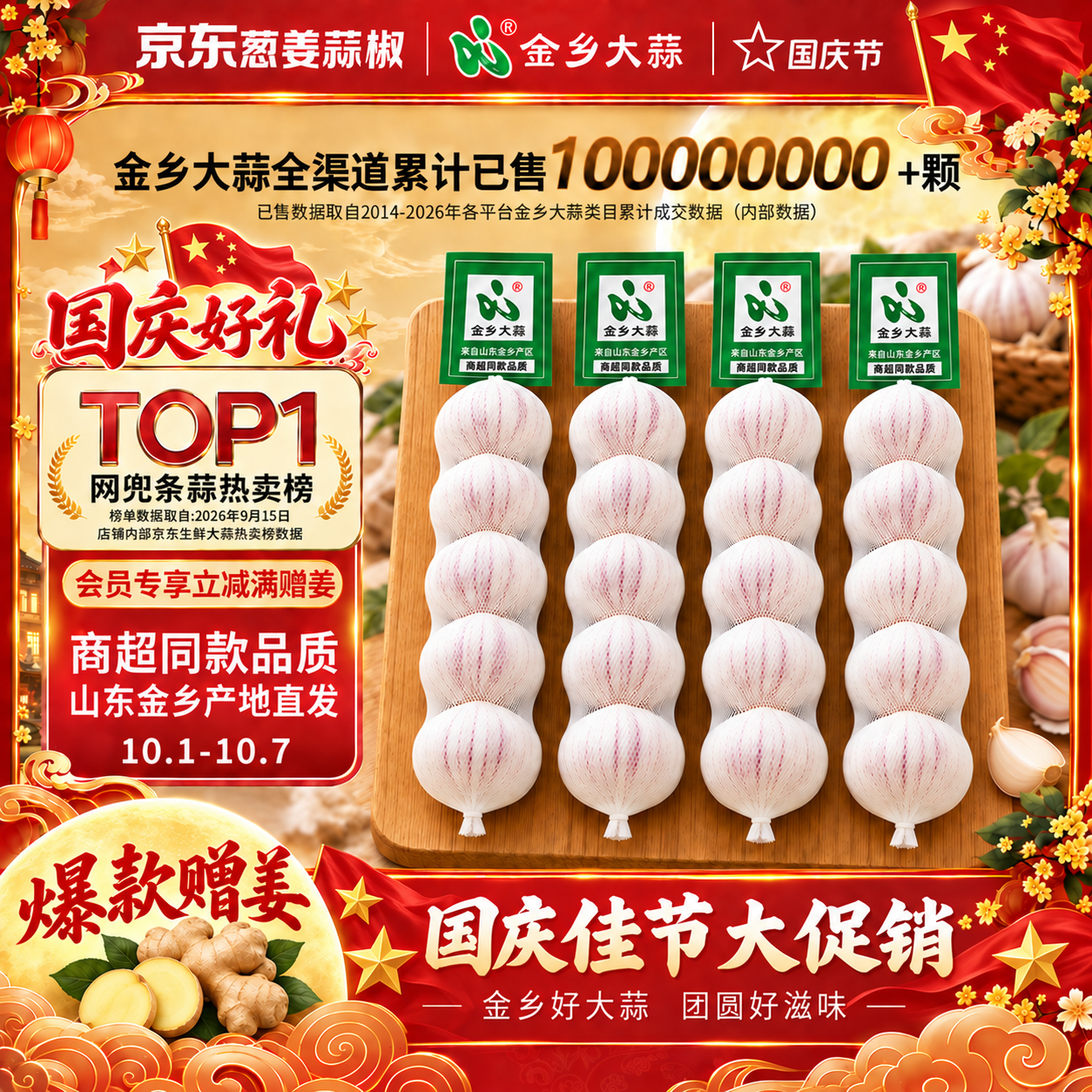 金乡紫皮干蒜净重660g+（赠姜） 8.8元 - 86线报