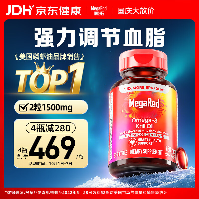 MegaRed脉拓南极磷虾油750mg*80粒 499元 - 86线报