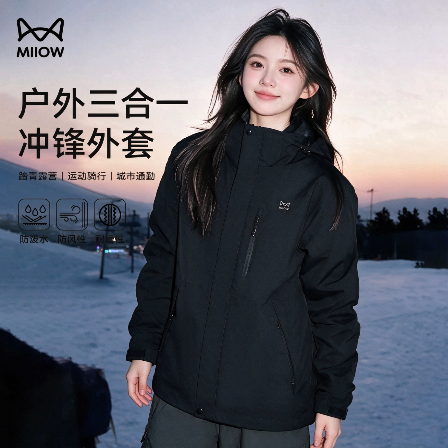 猫人男女同款三合一防风冲锋软壳衣 159.9元 - 86线报
