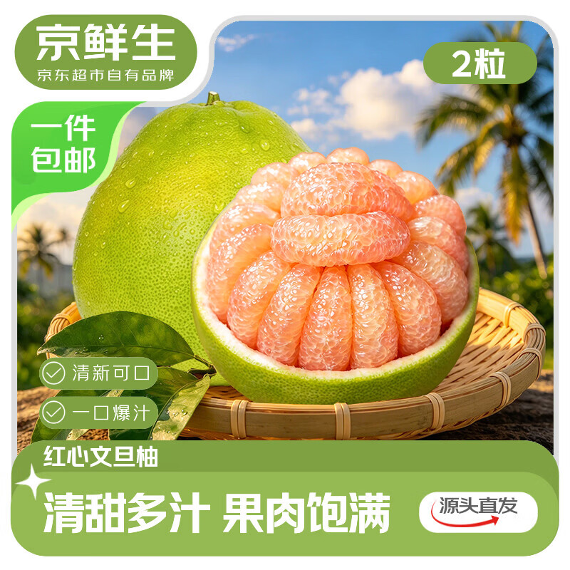 京鲜生梅州红心文旦柚蜜柚2粒 19.8元 - 86线报