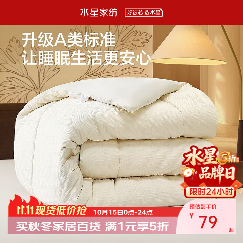 水星家纺A类抗菌艾草纤维冬被150×210cm 79元 - 线报酷
