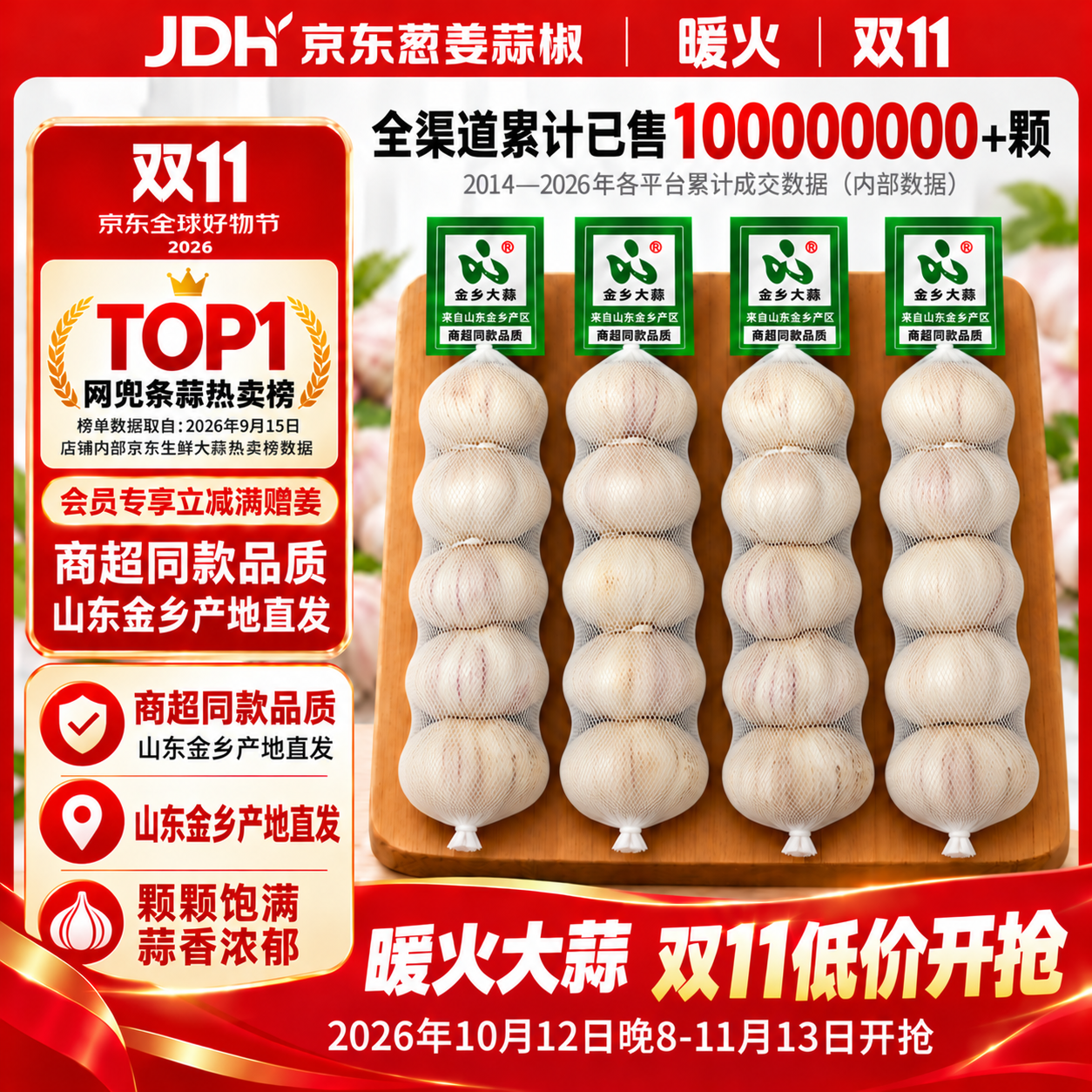 金乡大蒜紫皮大蒜3条15头装 10.89元 - 线报酷