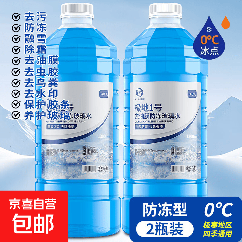 汽车玻璃水1.3L*2桶 1.9元，去油膜玻璃水1.2L*2桶 1.9元 - 86线报