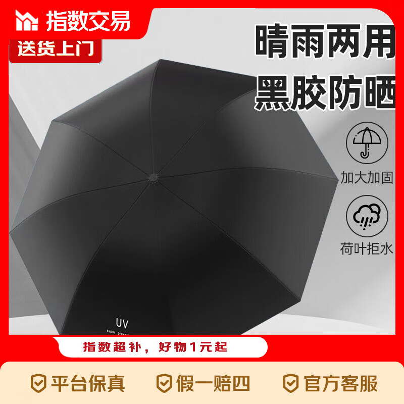 8骨手动UV折叠雨伞男女晴雨伞两用防晒遮阳黑胶伞 【手动款】黑色UV 7.2元 - 线报酷