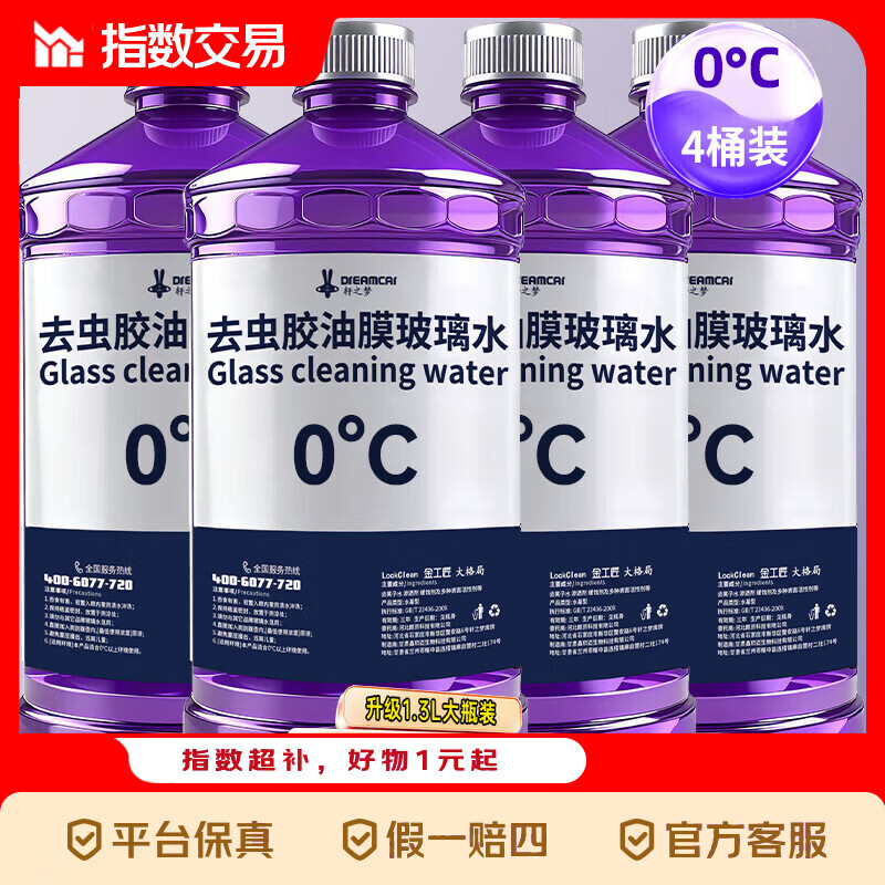 去油膜玻璃水1.3L*4瓶 4.9元 - 线报酷
