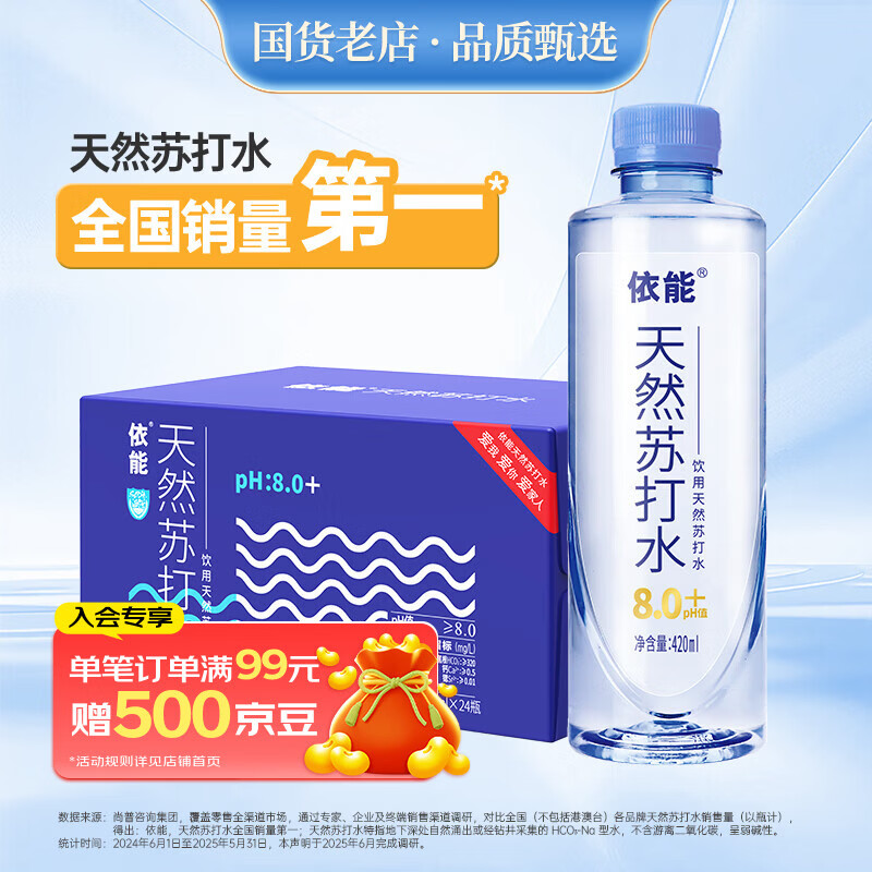 依能弱碱性天然苏打水420ml*24瓶 50.7元 - 线报酷