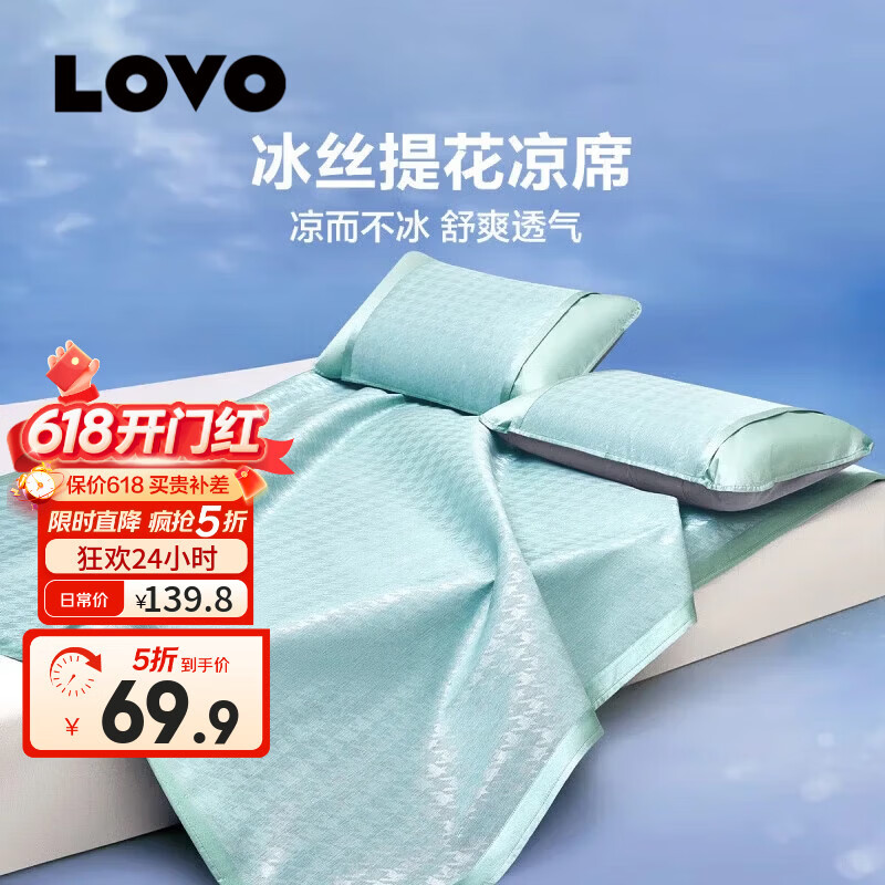 LOVO罗莱家纺提花空调冰丝席三件套 69.9元，LOVO罗莱家纺多功能抗菌毛毯 49.9元 - 线报酷