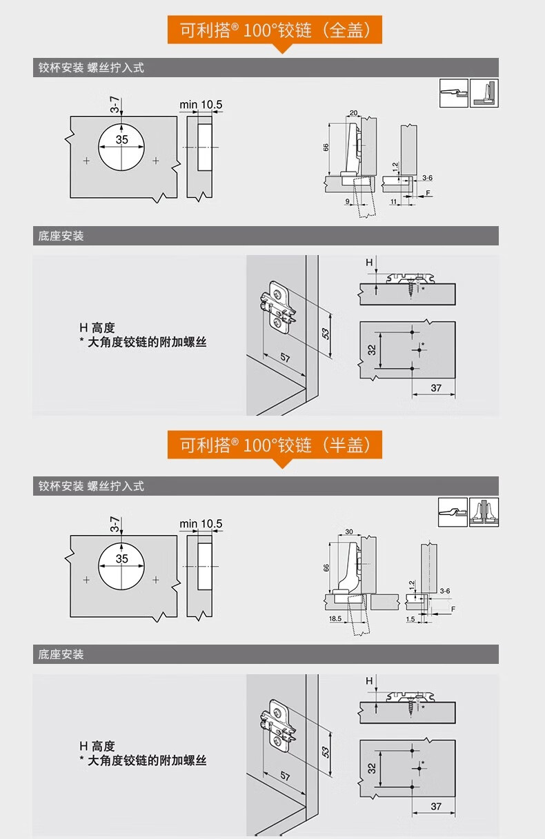 百隆铰链孔距图片