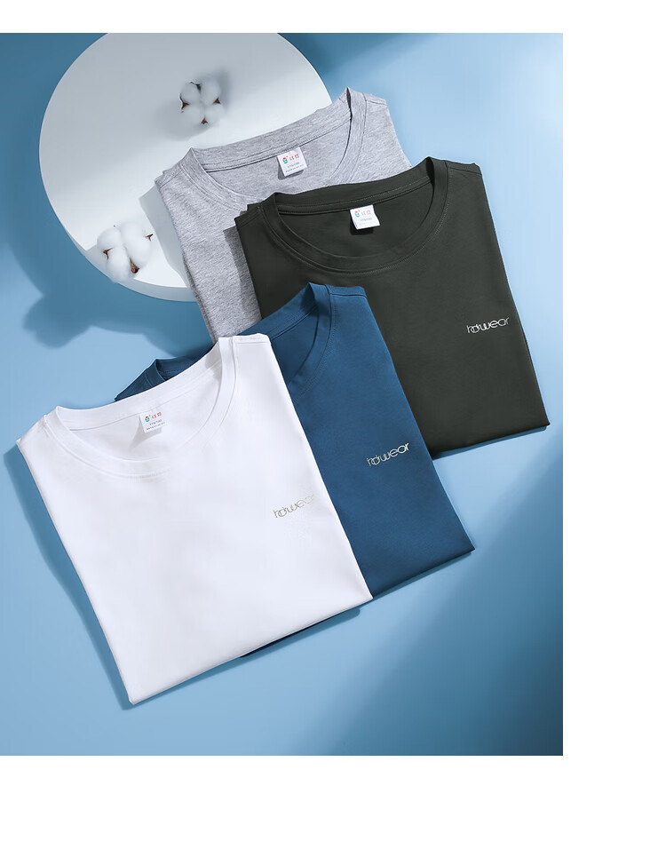 Hodo Men's Undershirt T-Shirt, Summer Short Sleeve, 100% Cotton, Comfortable And Breathable, for Outer Wear Or As Undershirt, Glacier White, Size 170 9
