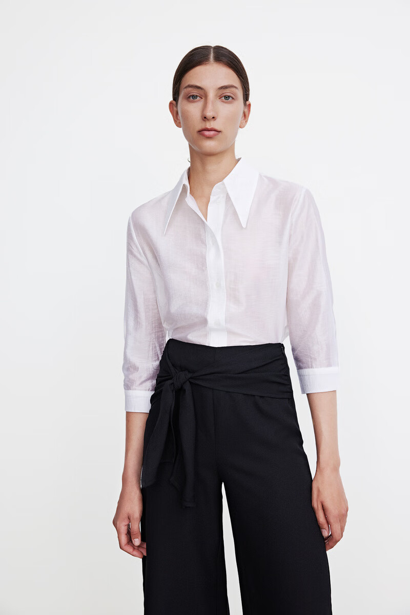 ur新品女装简约基础通勤薄款宽松开襟衬衫wg18s2be2010本白l