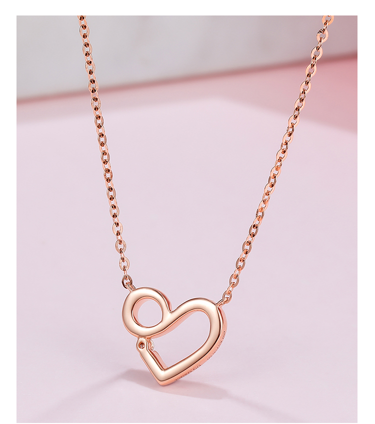 【周六福k金项链】周六福珠宝 18k金项链女款 爱心玫瑰金钻石链坠吊坠