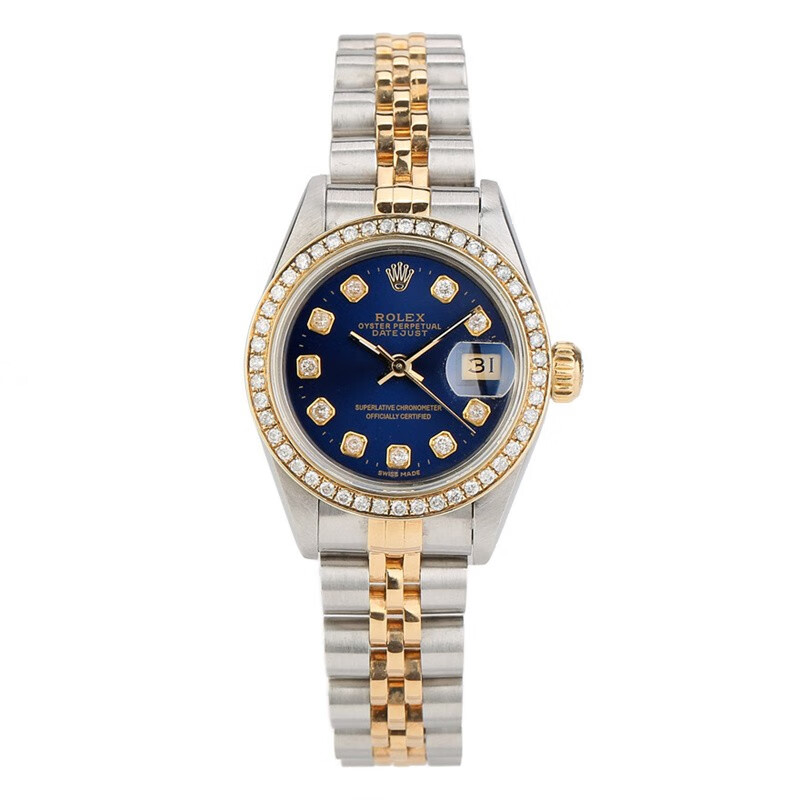 二手95新劳力士女表rolex日志型系列6917368273后镶钻自动机械18k黄金