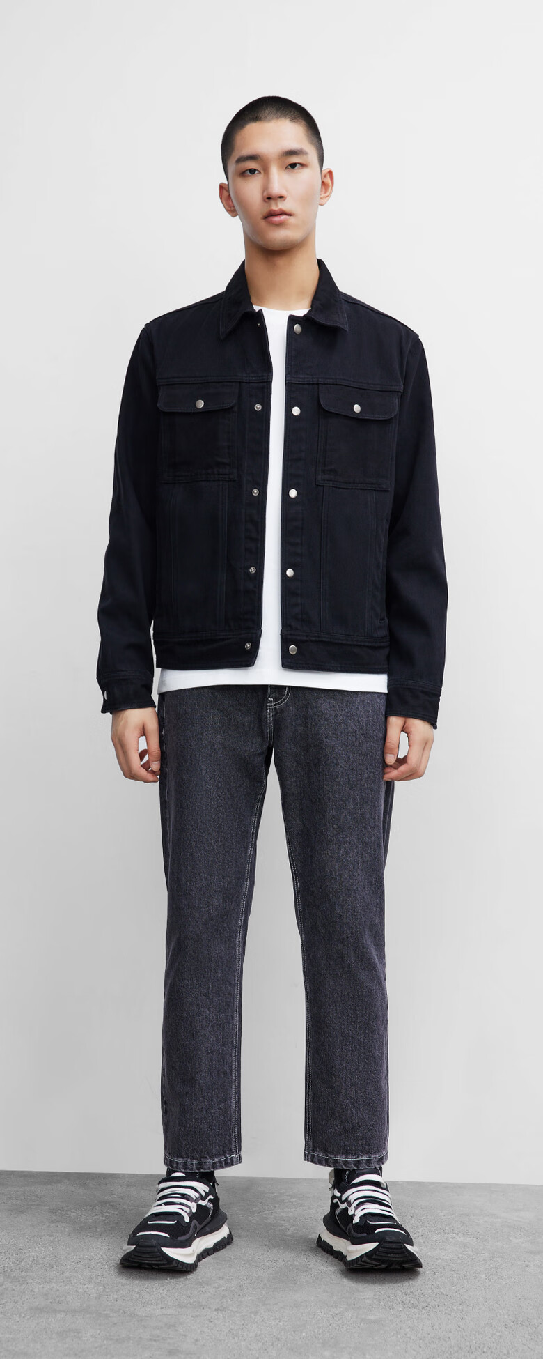 ur2021秋冬新品男装时尚工装风洗水丹宁牛仔外套mf46rbje2000正黑l