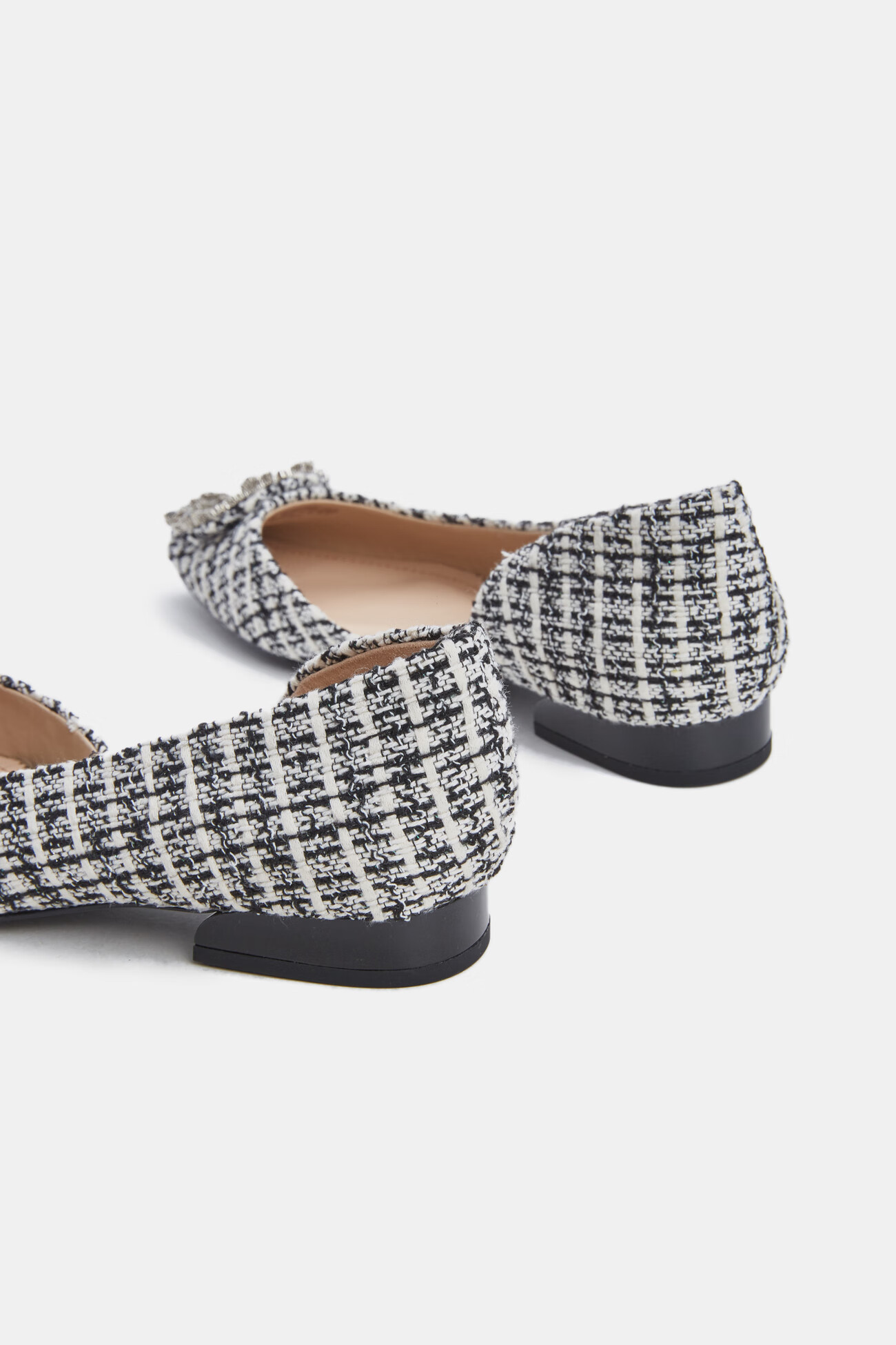 urban revivo2021秋季新品女士配件复古千鸟格单鞋aw33bs1f2000 黑