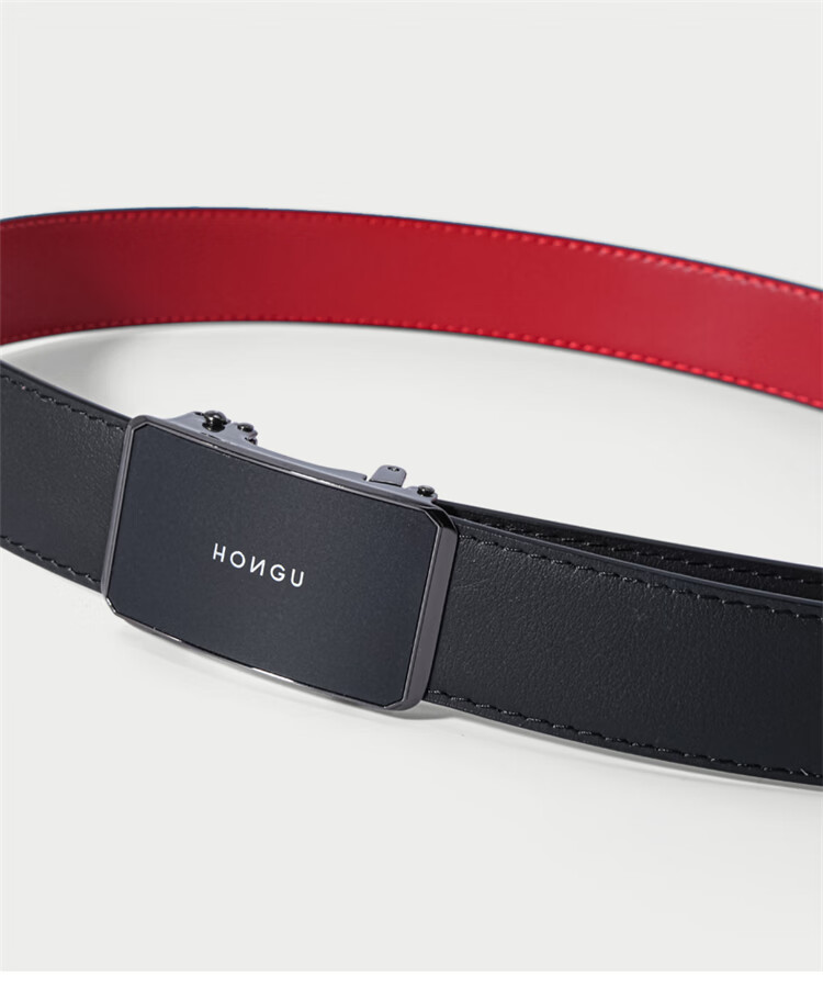 【红谷红谷男士皮带腰带】红谷皮带男士牛皮腰带休闲商务自动扣裤带