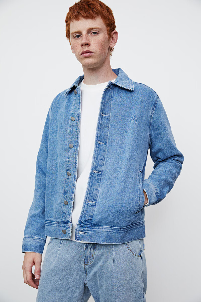 ur2021春季新品男装休闲方领正肩袖面试牛仔外套mf01sbjt2000 蓝色 m