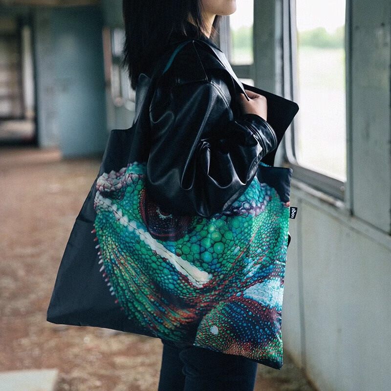 LOQI National Geographic Co-Branded Animal Pattern Lightweight Foldable Eco-Friendly Large Shopping Bag Shoulder Bag 50*42cm 9