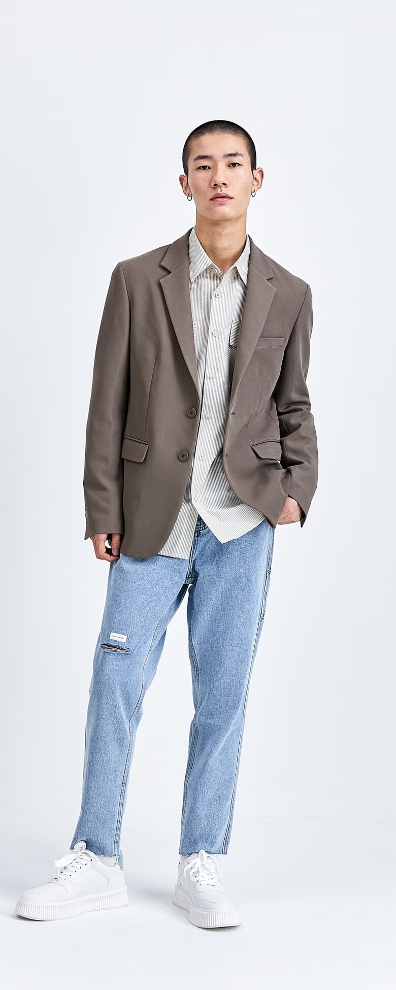 ur2021秋季新品男装时尚英伦风廓形宽松长款西装外套mf35s1ct2000