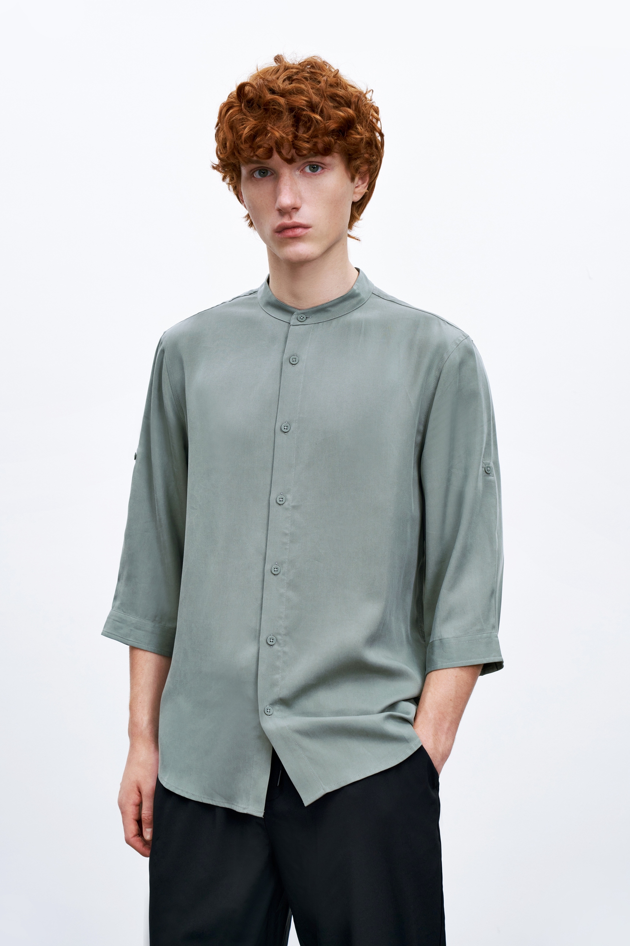 ur春夏新品男装休闲日系基础款薄款开襟衬衫mf10r2bn2000草绿m