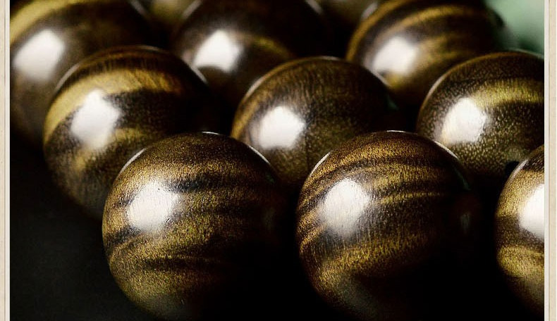 金丝楠木手串阴沉木四川老料水波纹乌木男士文玩佛珠 猫眼顺纹金丝楠