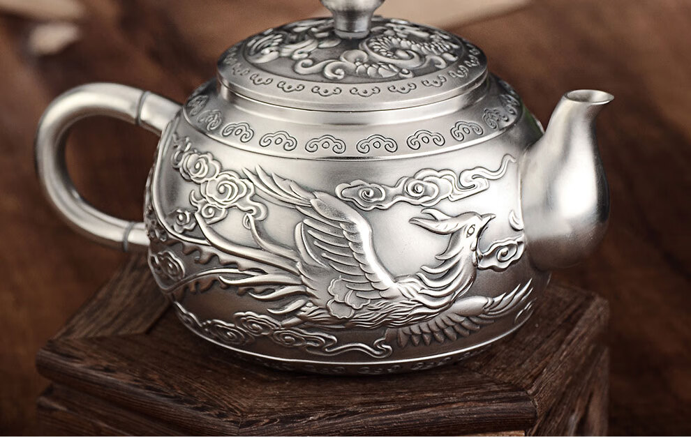 莉翠行(licuihang) 银茶壶银壶茶具s999足银茶壶家用功夫茶刻字银器
