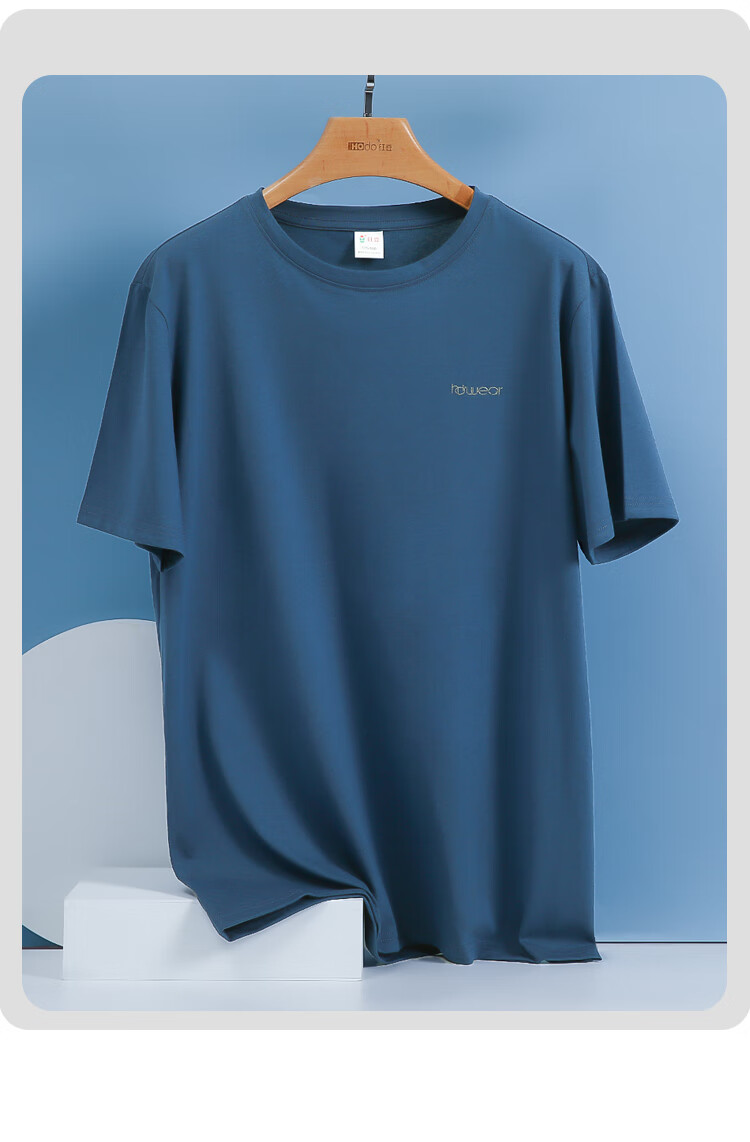 Hodo Men's Undershirt T-Shirt, Summer Short Sleeve, 100% Cotton, Comfortable And Breathable, for Outer Wear Or As Undershirt, Glacier White, Size 170 7