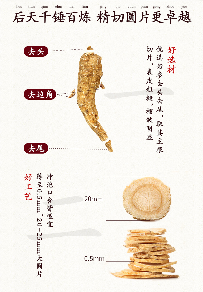雷允上西洋参片加拿大进口切片含片老参大圆片可磨西洋参粉大片薄人参